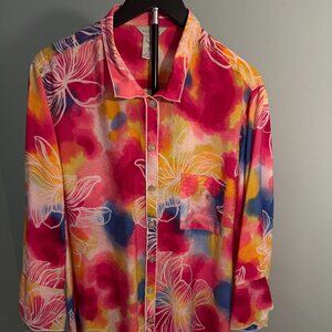 Multiples Women's Summer Loving Multi-Color Fun Shirt! Size 1X
